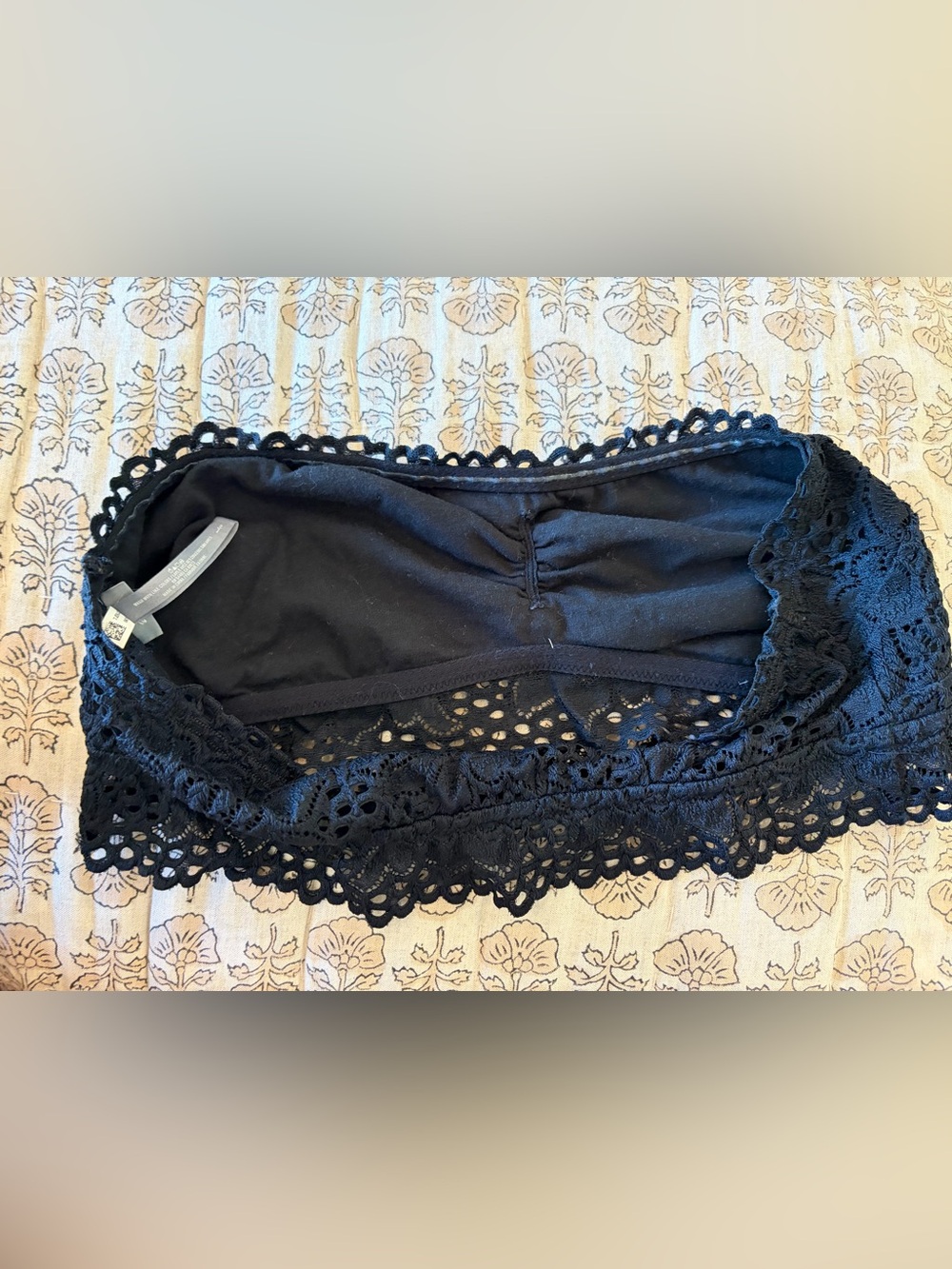 Aerie Black Crochet Bandeau Top Bra L - Picture 3 of 5